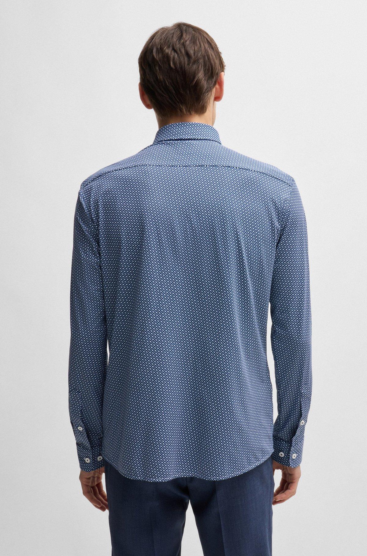 Slim-fit shirt in monogram-print performance-stretch material Product Image