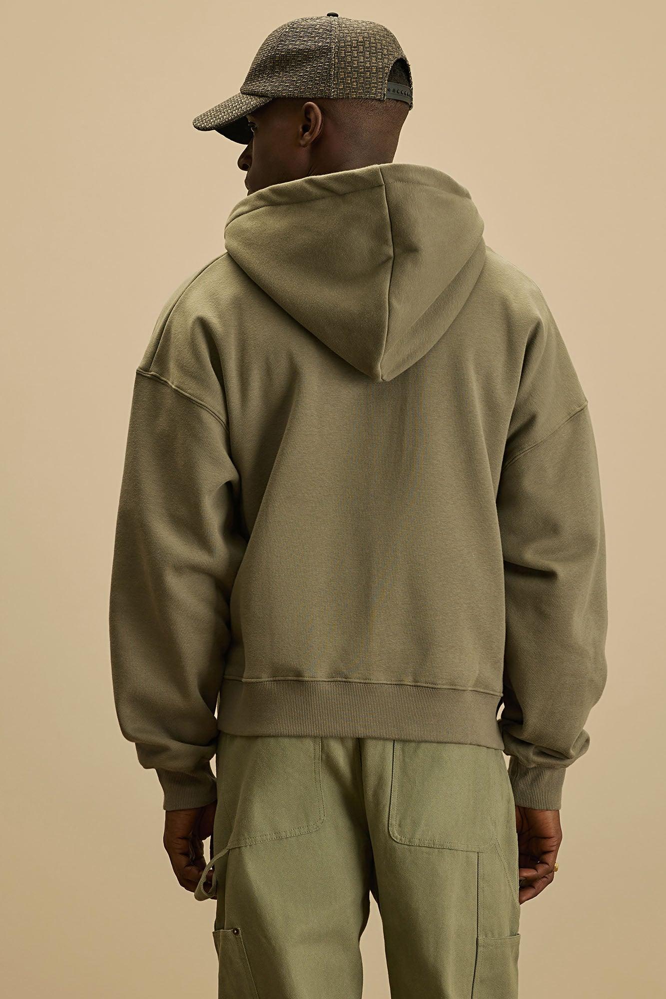 Tyson Oversized Heavyweight Zip Up - Olive Product Image