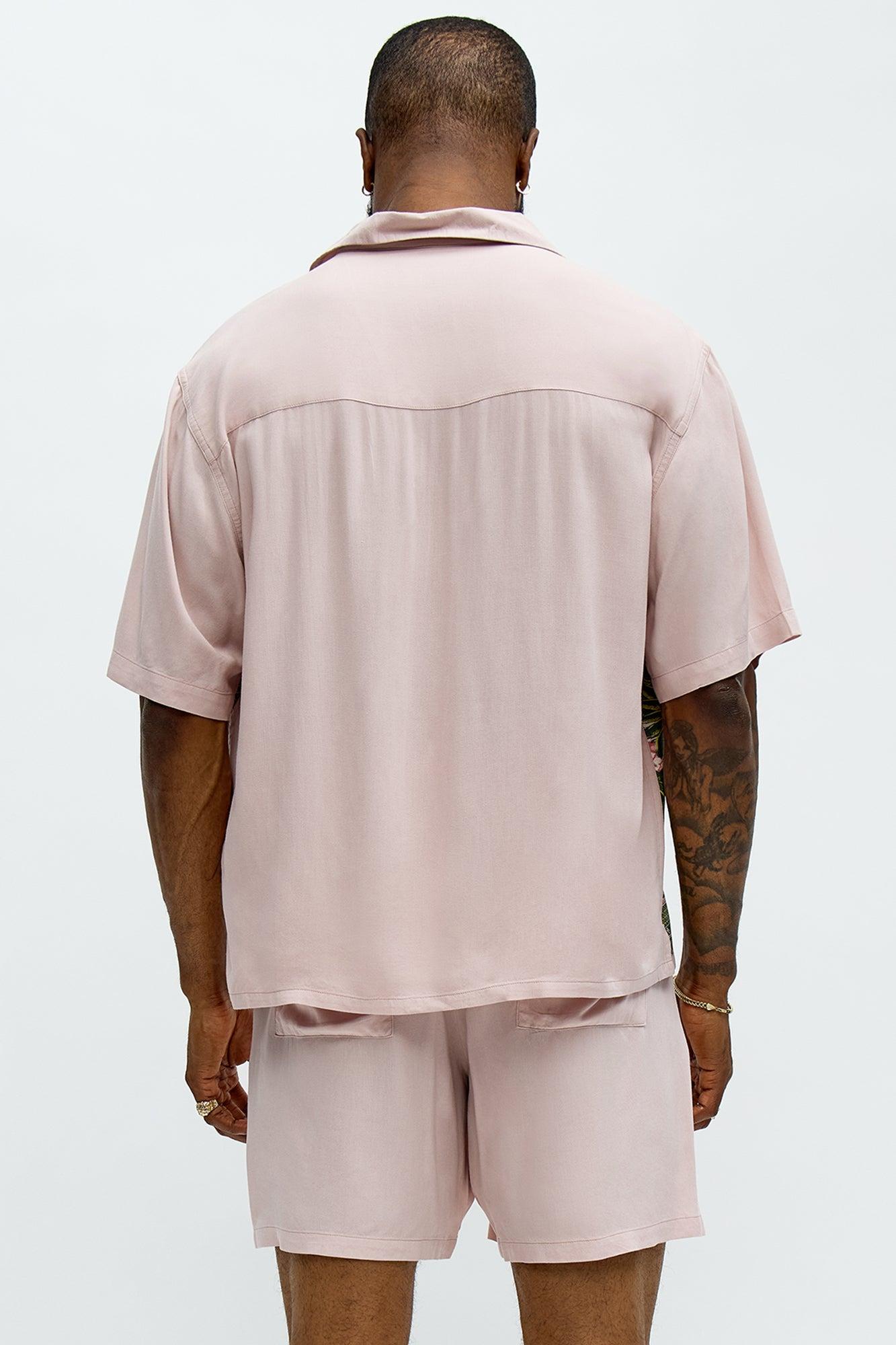 Paradise Set Short Sleeve Button Up Shirt - Pink Male Product Image