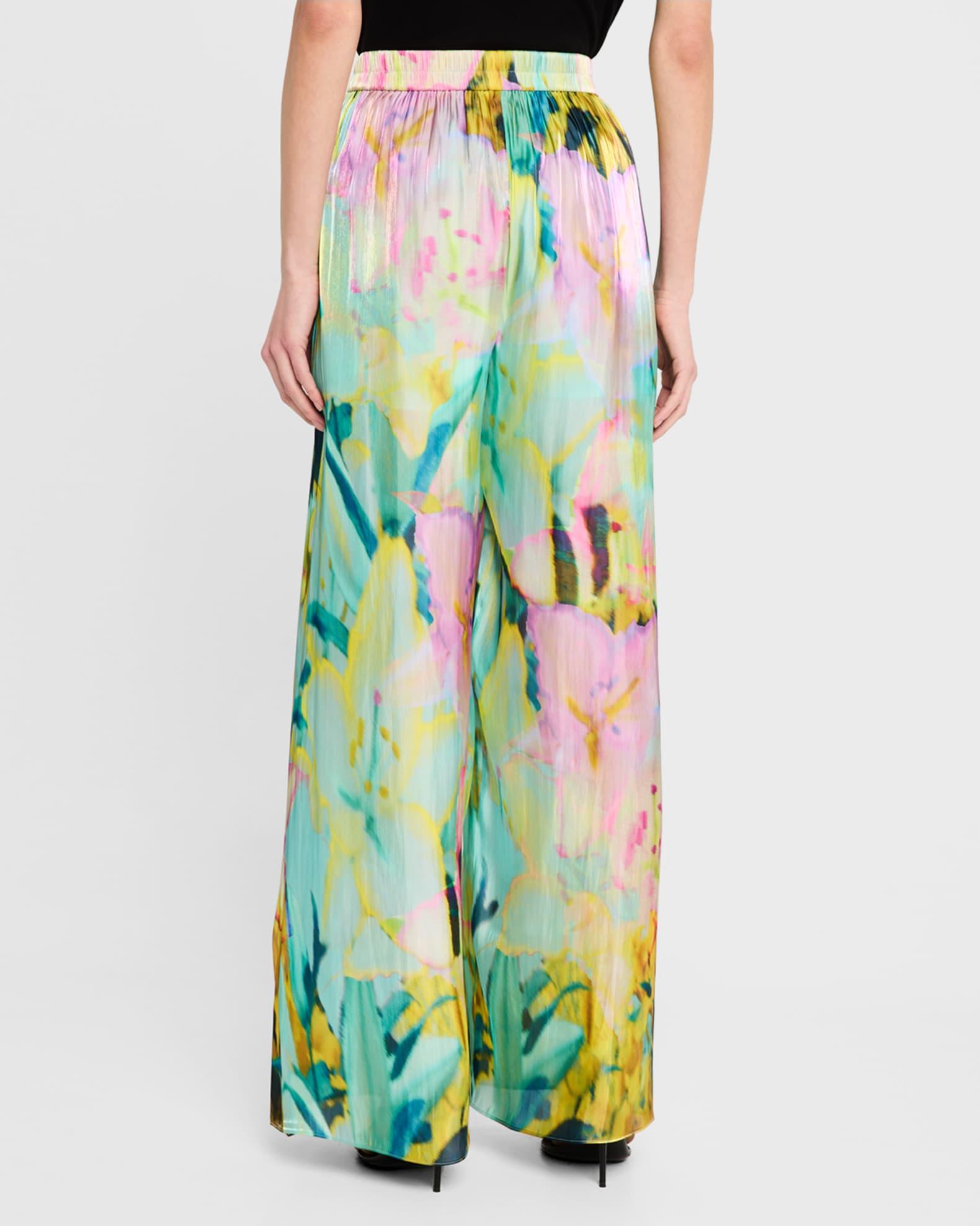 Loretta Wide-Leg Metallic Satin Pants Product Image