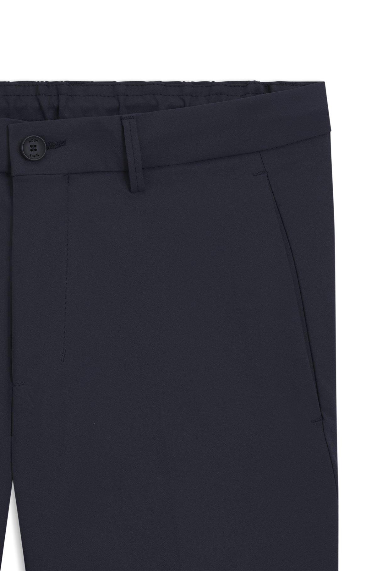 BOSS - Cuffed pants in water-repellent four-way-stretch twill - Dark Blue Product Image
