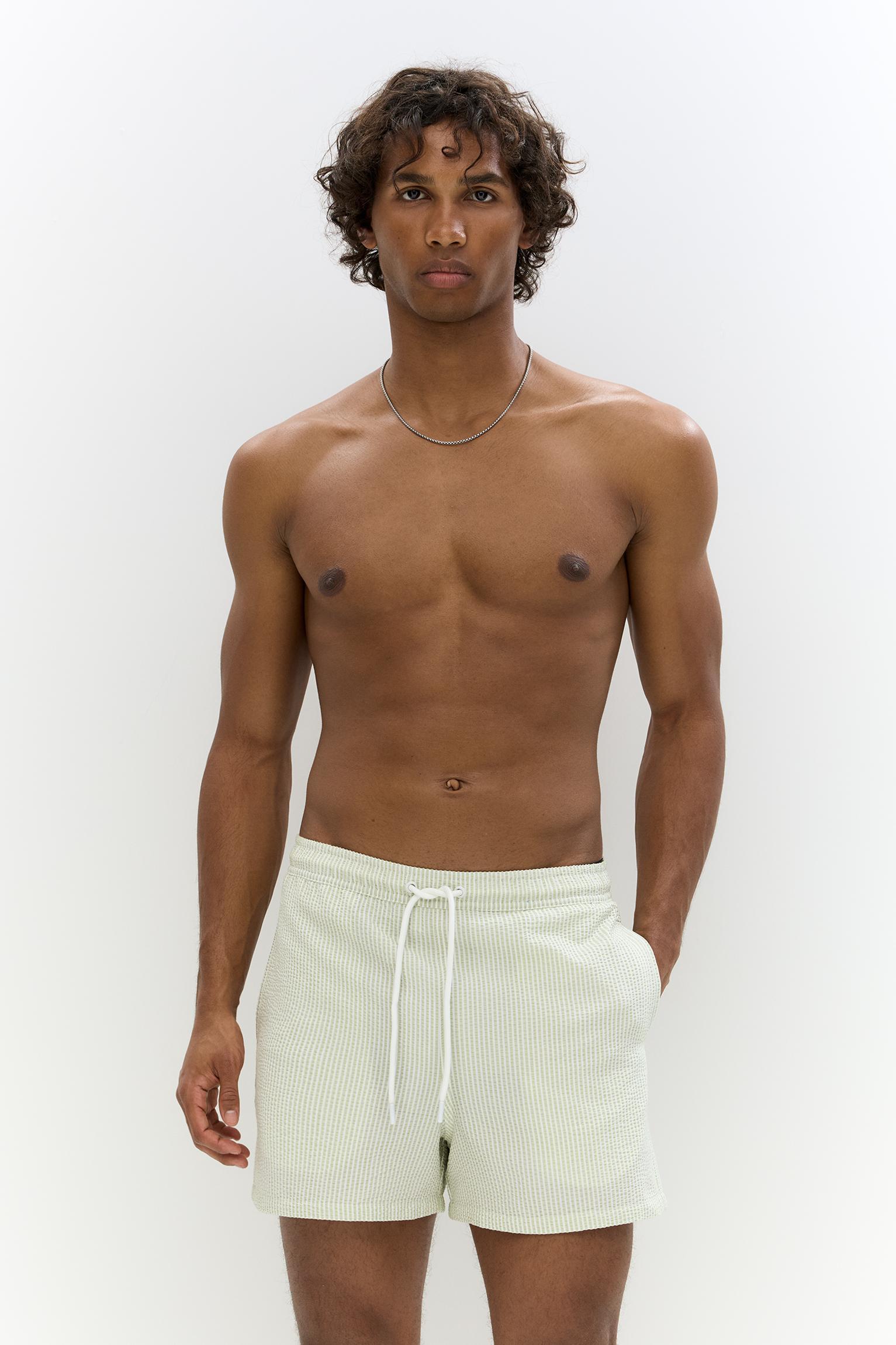 Striped seersucker swimming trunks Product Image