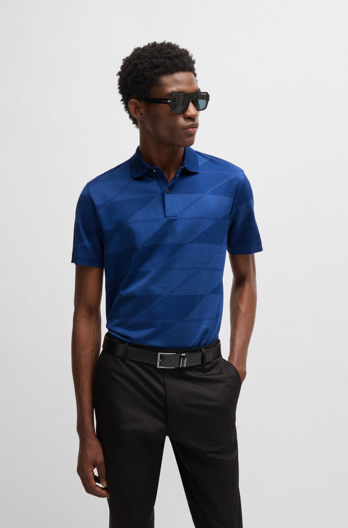 Mercerized-cotton polo shirt with jacquard pattern Product Image