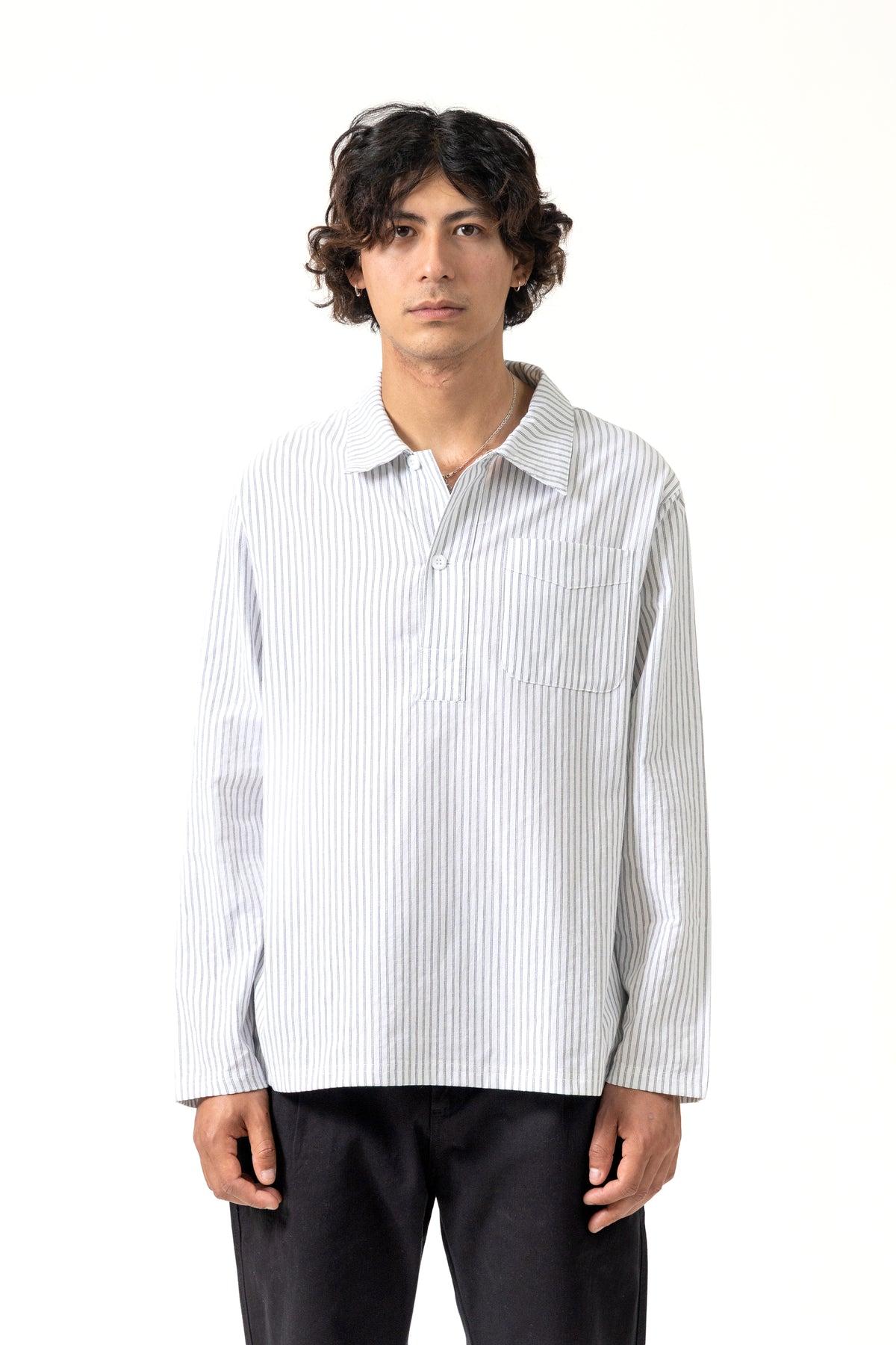 Blacksmith - Striped Two Button Popover - White Product Image