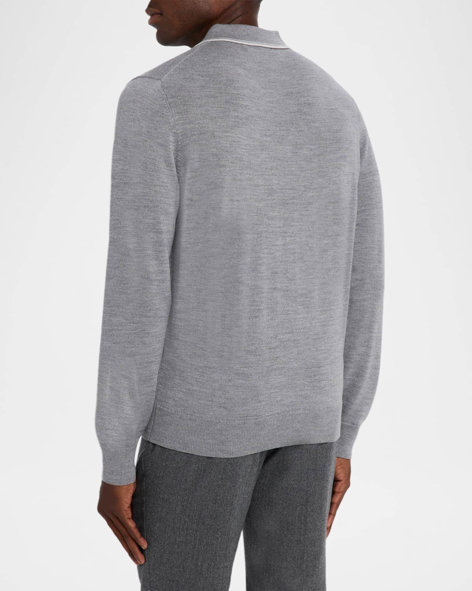 Men's Merino Wool Tipped-Collar Polo Sweater Product Image