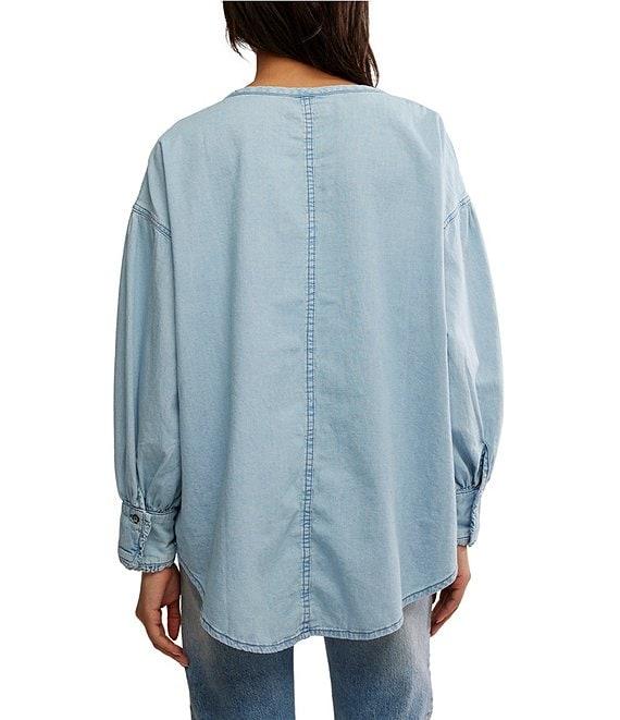 Free People Denim Dreaming Round Neck Oversized Pull-Over Shirt Product Image