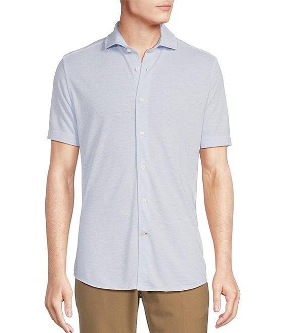 Daniel Cremieux Signature Label Jersey Jacquard Short Sleeve Coatfront Shirt Product Image