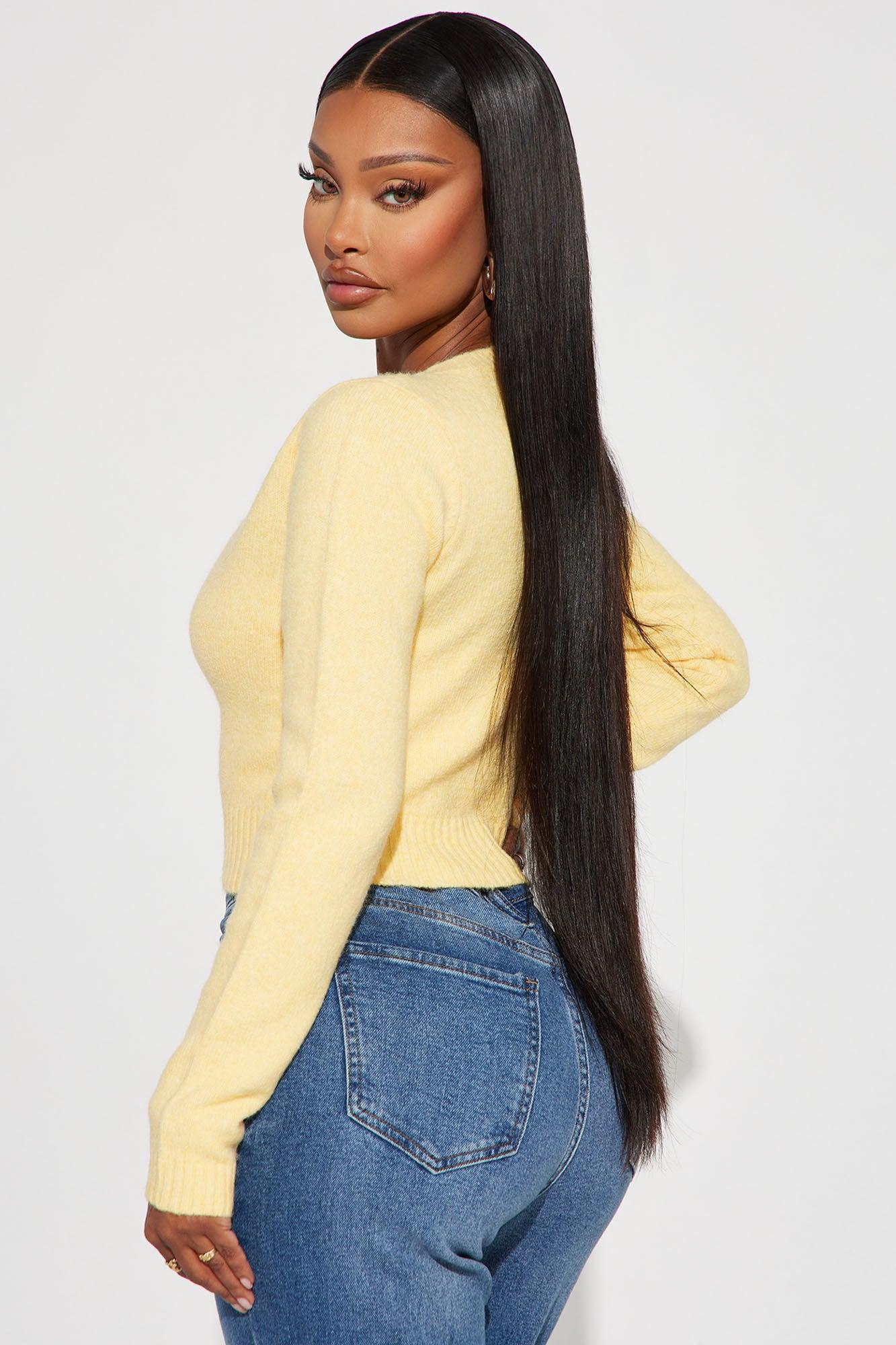 Sweet Sensation Cropped Cardigan - Yellow Product Image