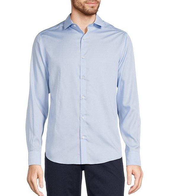 Murano Wardrobe Essentials Slim Fit Solid Sateen Long Sleeve Woven Shirt Product Image