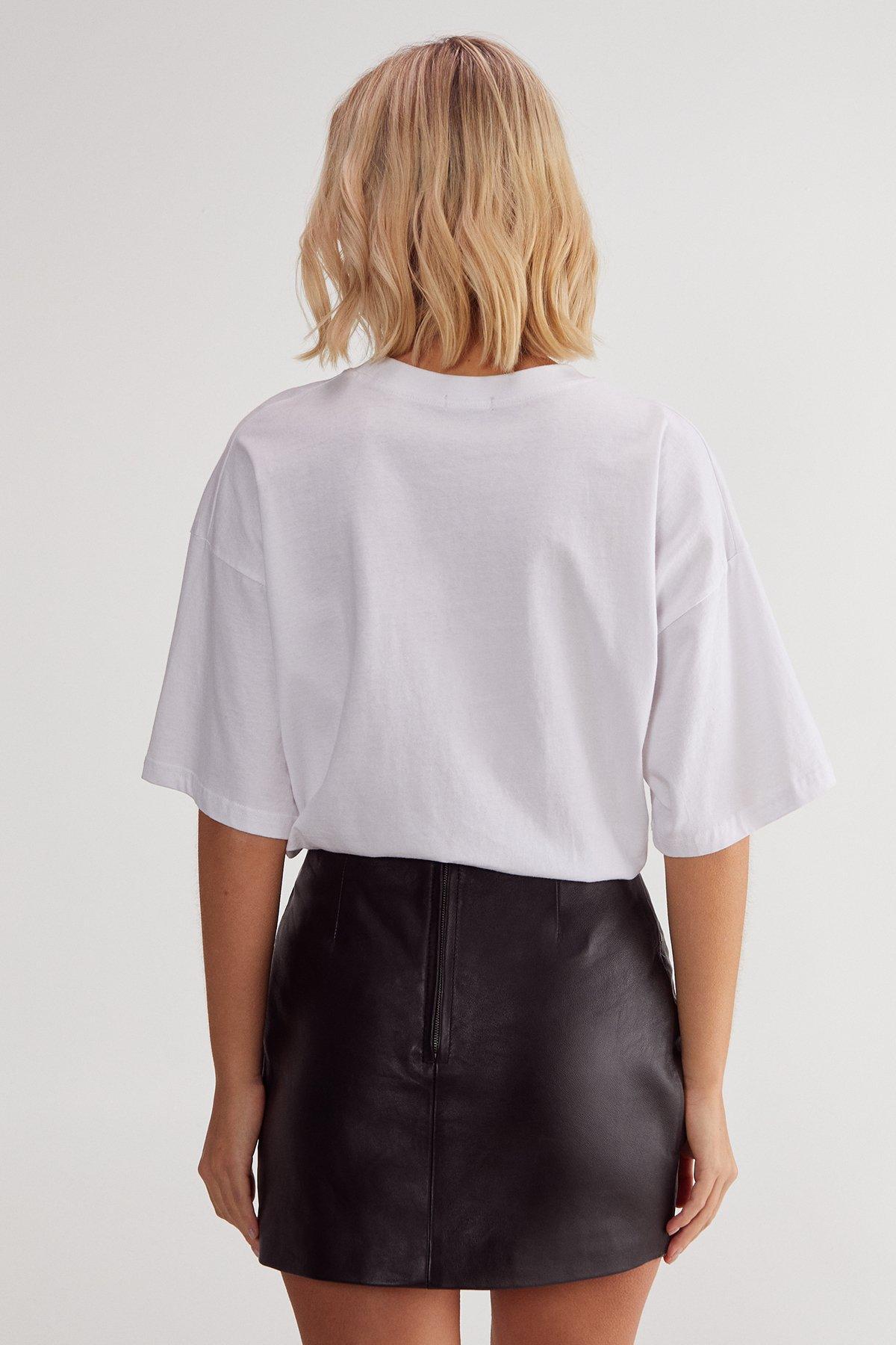 Studded Bow Detail Leather Mini Skirt Product Image