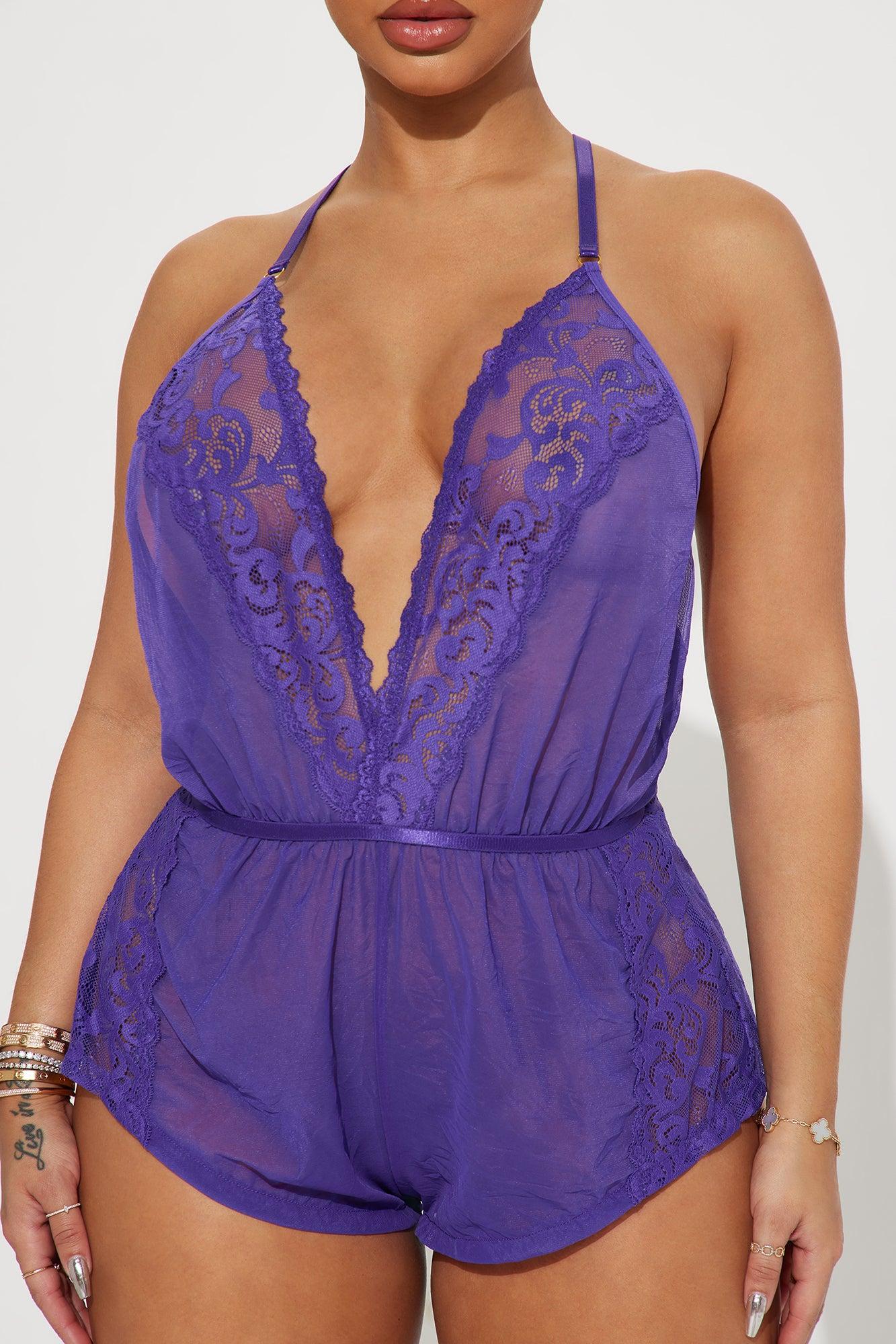Nights Of Euphoria Lace Teddy - Purple Product Image