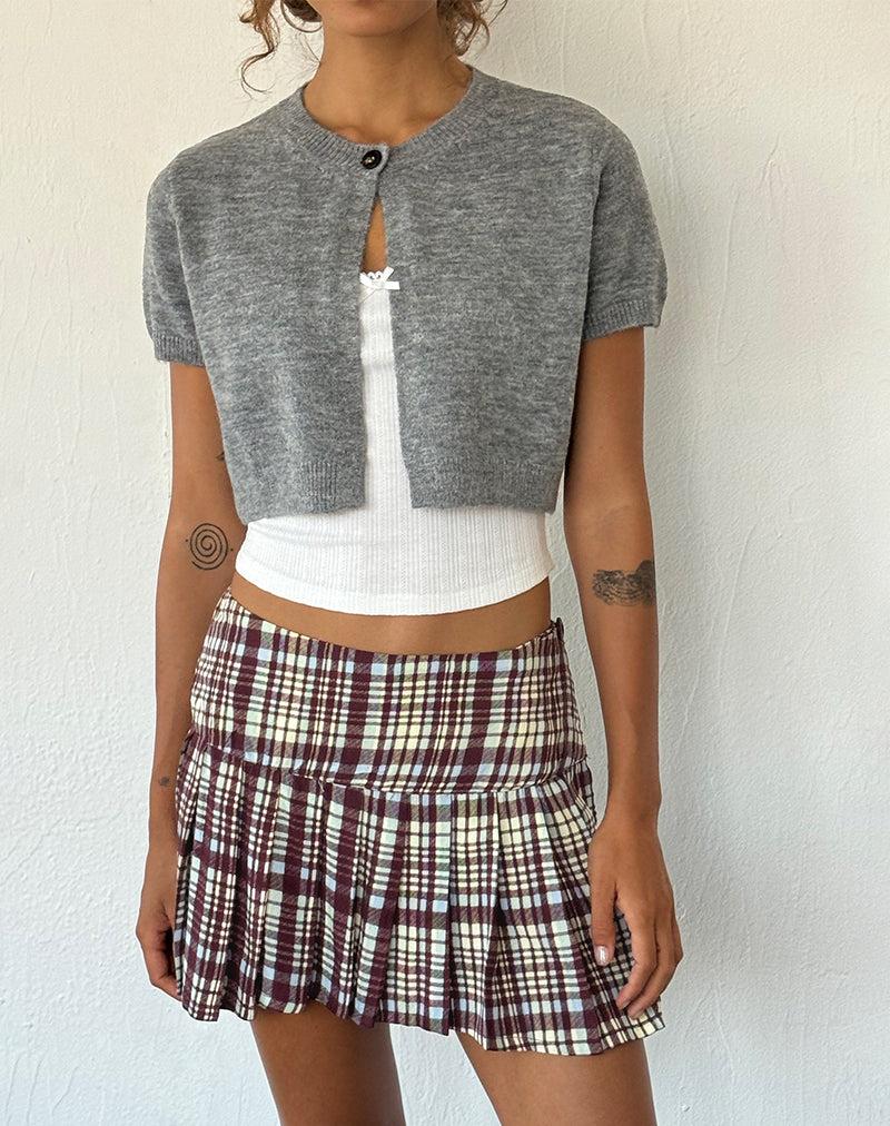 Casini Pleated Mini Skirt in Multi Check Brown Female Product Image