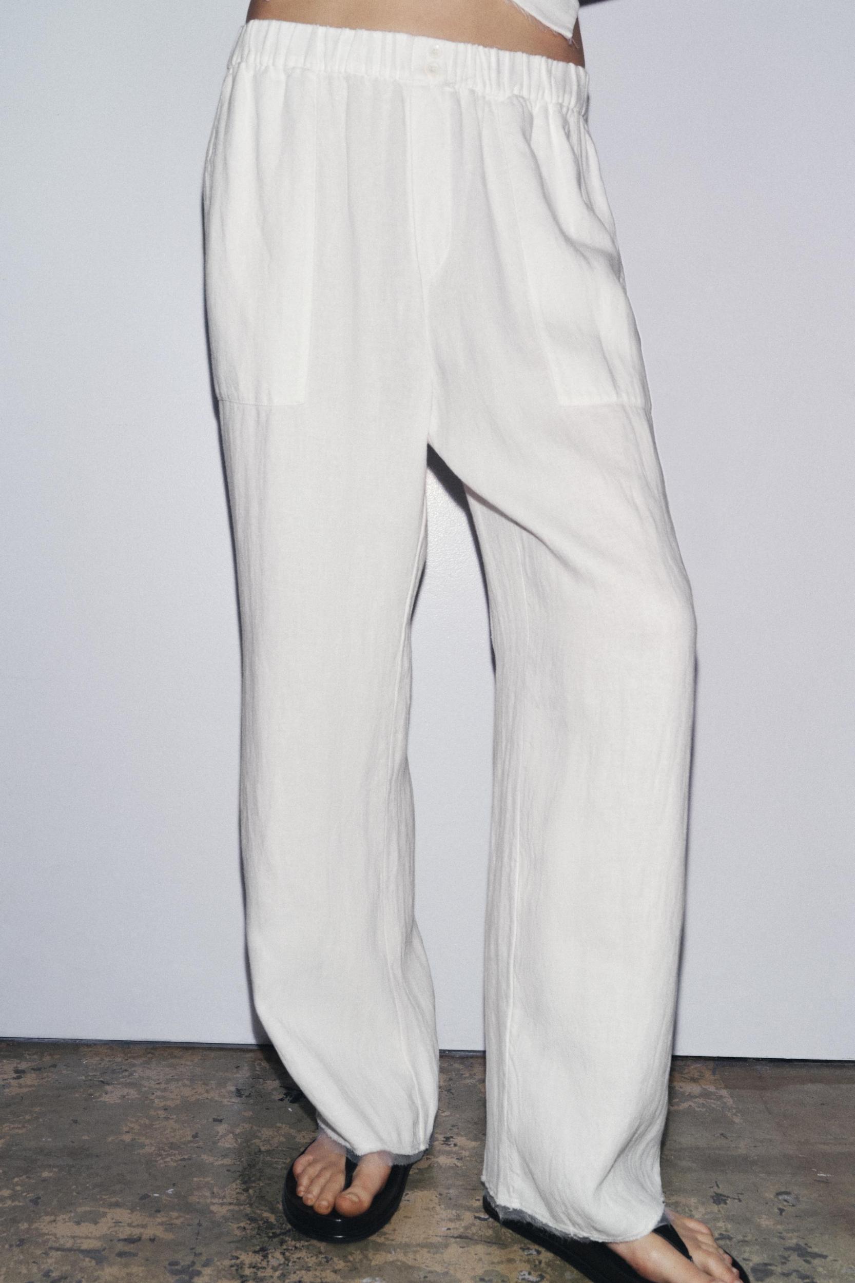 DOUBLE BUTTON LINEN PANTS Product Image