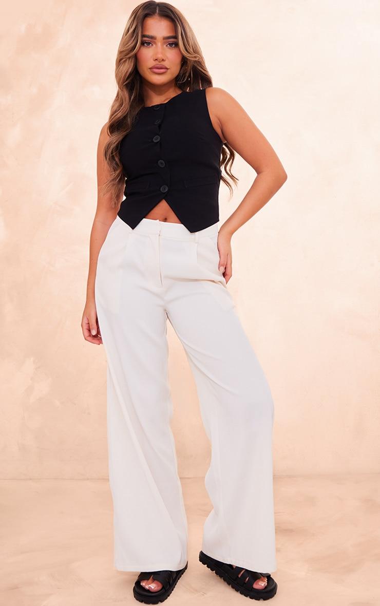 Black Round Neck Button Down Vest Product Image