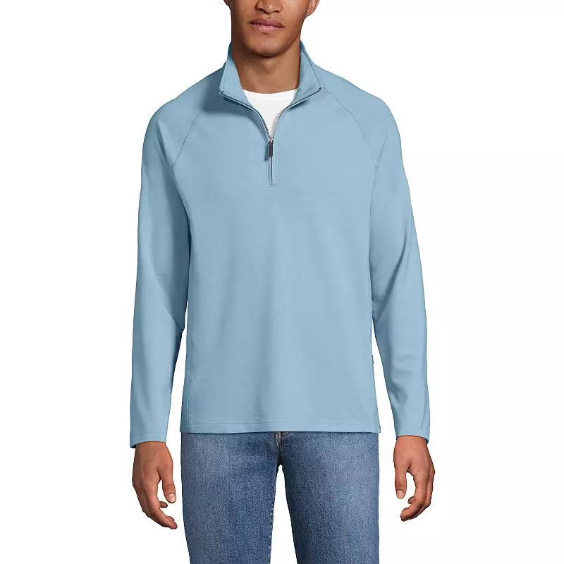 Men's Lands' End Long Sleeve Raglan French Terry Quarter Zip Sweatshirt,  Product Image
