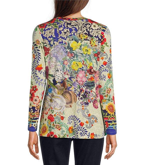 JOHNNY WAS Favorite Wild Flower Stripe Print Bamboo Knit Long Sleeve Tee Product Image