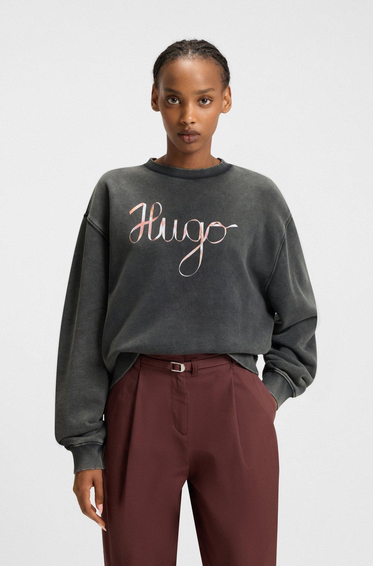 Cotton-terry sweatshirt with creative artwork Product Image