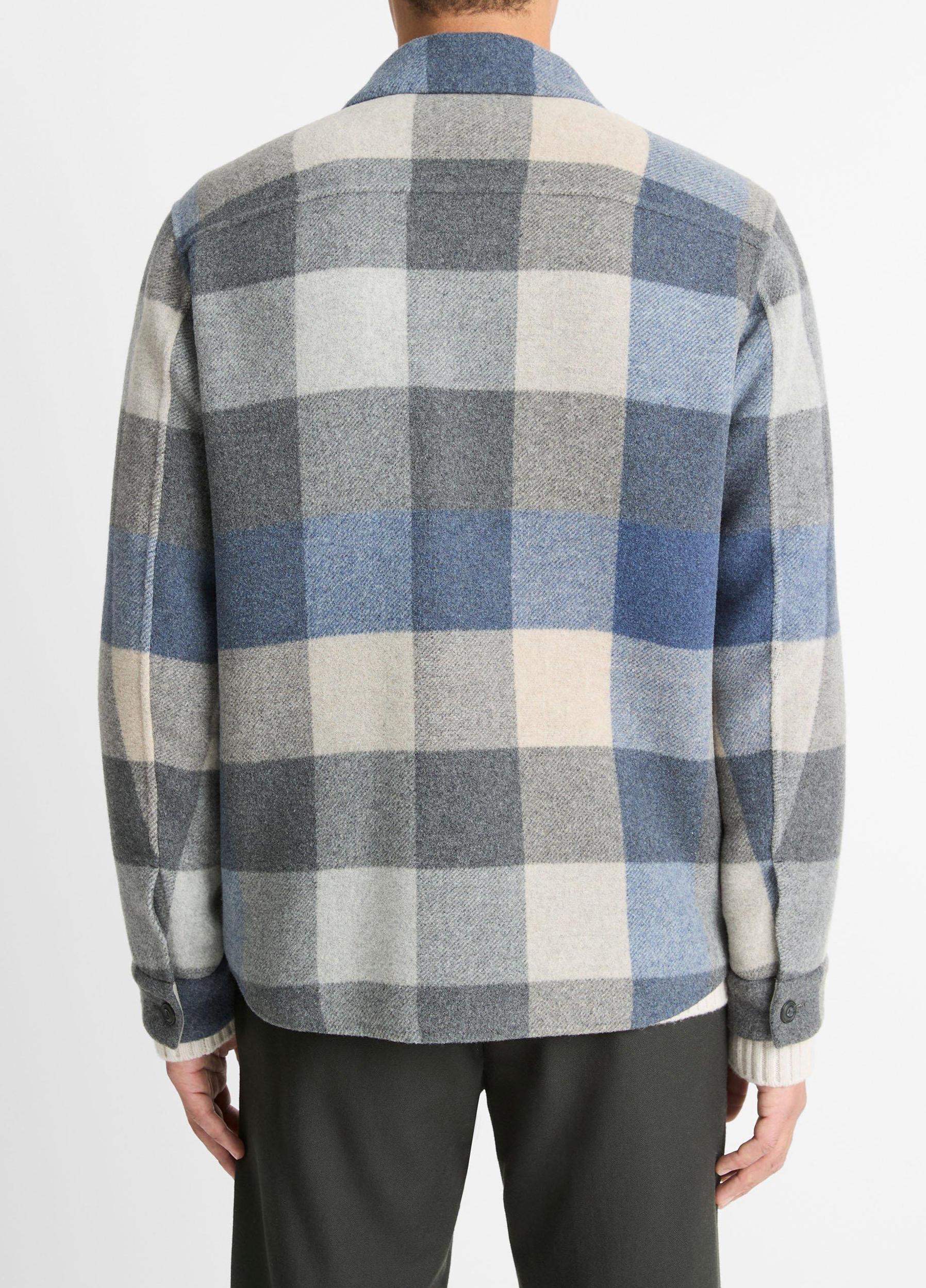 Plaid Italian Splittable Wool-Blend Shirt Jacket Product Image