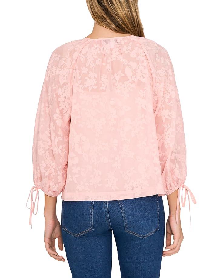 Elbow Sleeve Open Collar Blouse Product Image