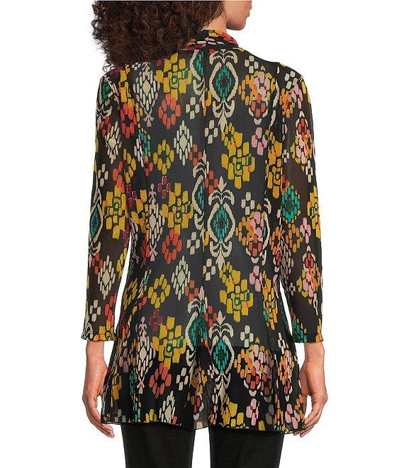 Calessa Textured Mesh Tie-Dye Burnout Open Front Cardigan Product Image
