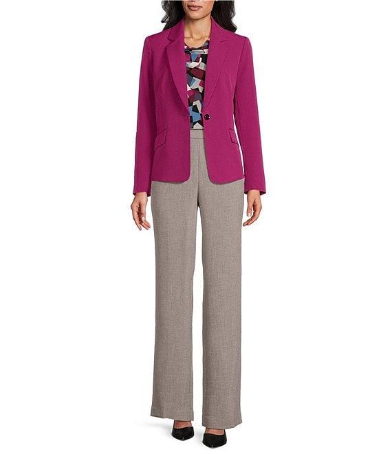 Kasper Geometric Print Cowl Neck Cap Sleeve Fitted Knit Top Product Image