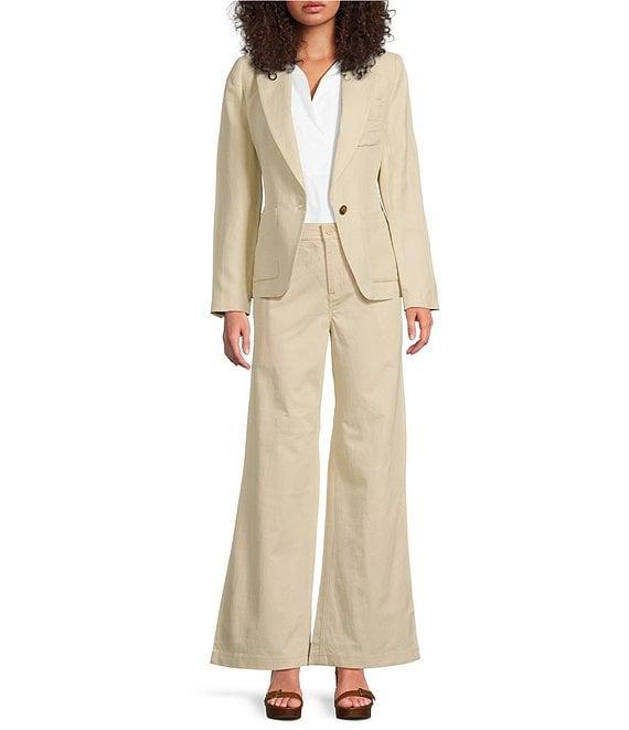 Lauren Ralph Lauren Peak Lapel Collar Long Sleeve Twill Blazer Product Image