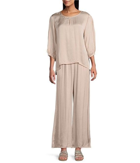Bryn Walker Osca Viscose Satin Wide Leg Pull-On Pants Product Image