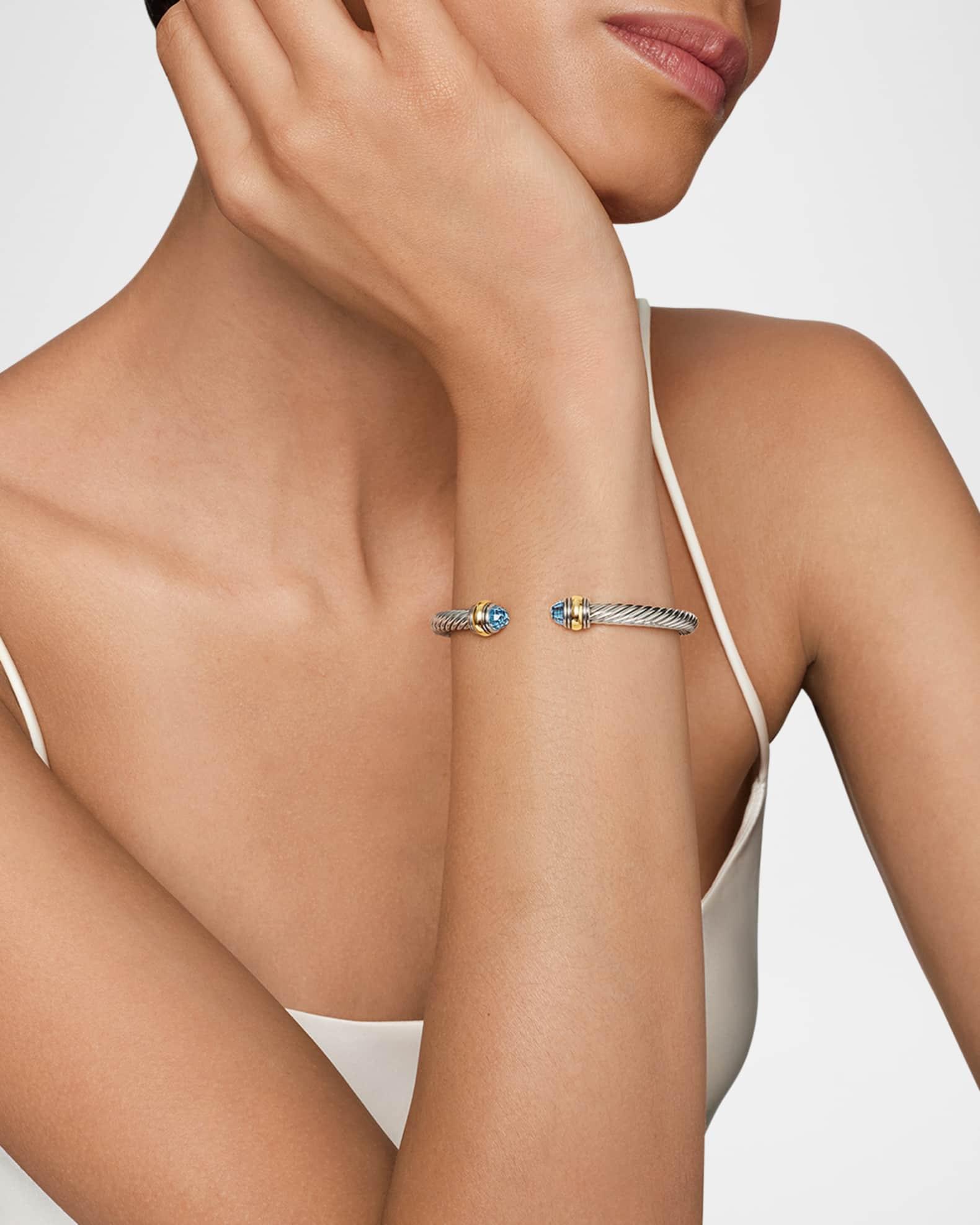 Cable Bracelet with Gemstone in Silver with 14K Gold, 5mm Product Image