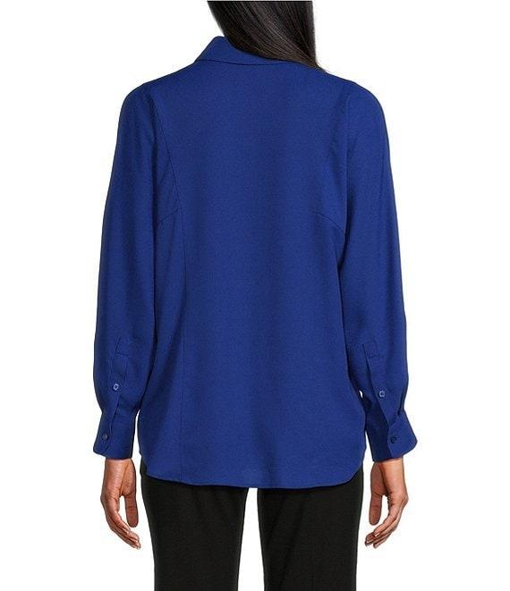 Investments Dolman Long Sleeve Button Front Point Collar Blouse Product Image