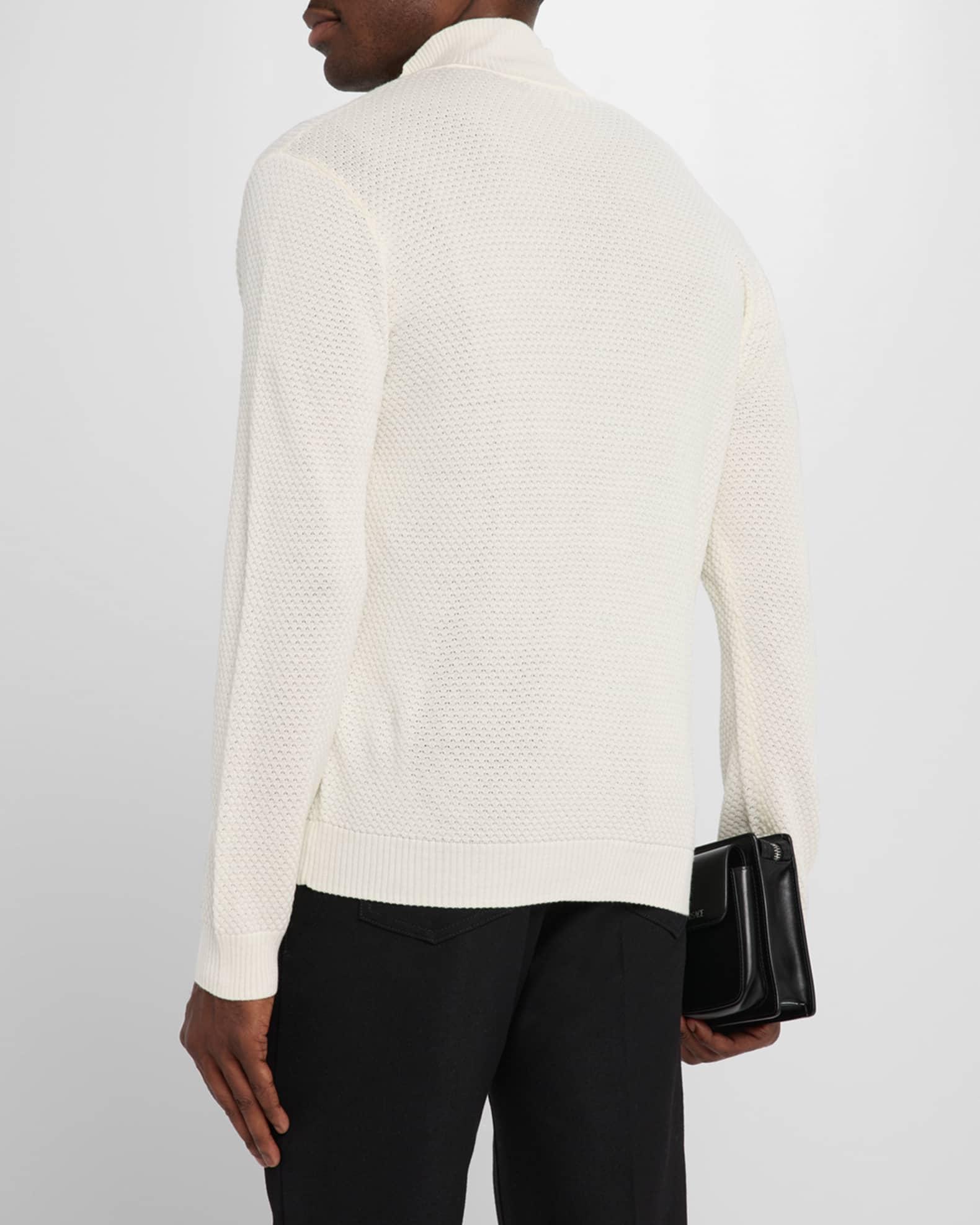 Men's Textured Circle Zip-Front Wool Cardigan Product Image