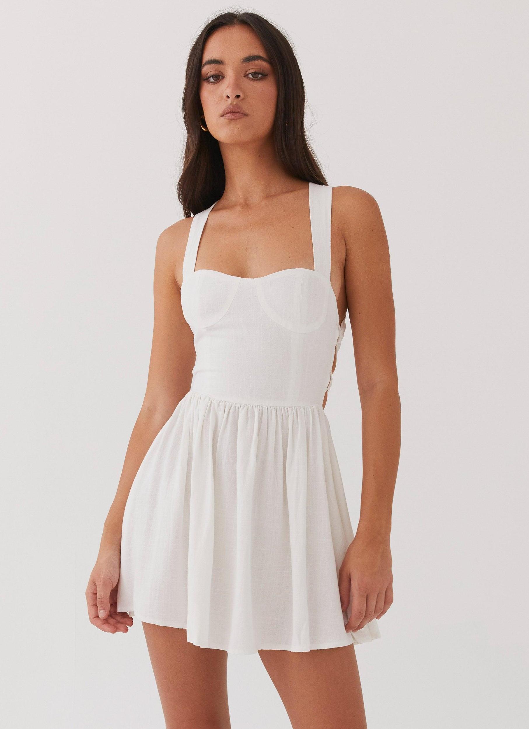 Penelope Linen Mini Dress - Ivory Product Image