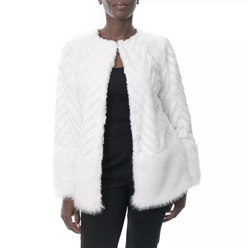 Women's Nina Leonard Chevron Faux-Fur Bolero,  Product Image