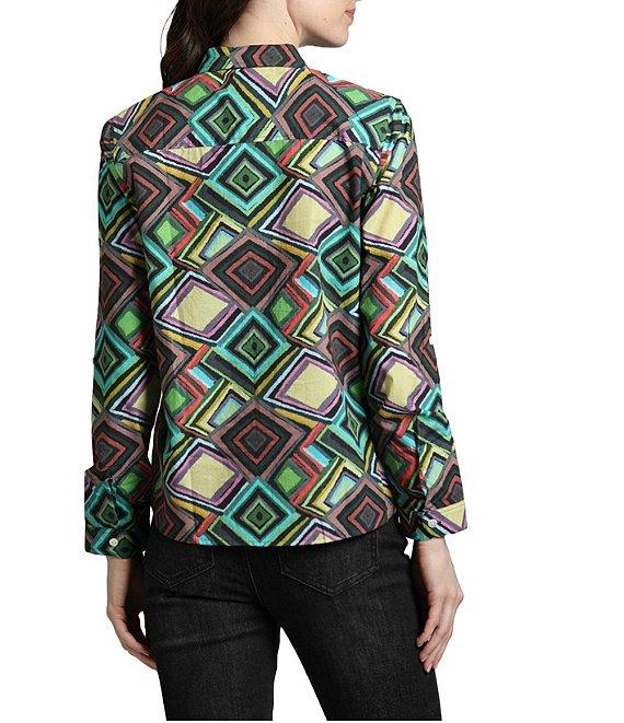 APNY Printed Collared Long Sleeve Button Up Top Product Image