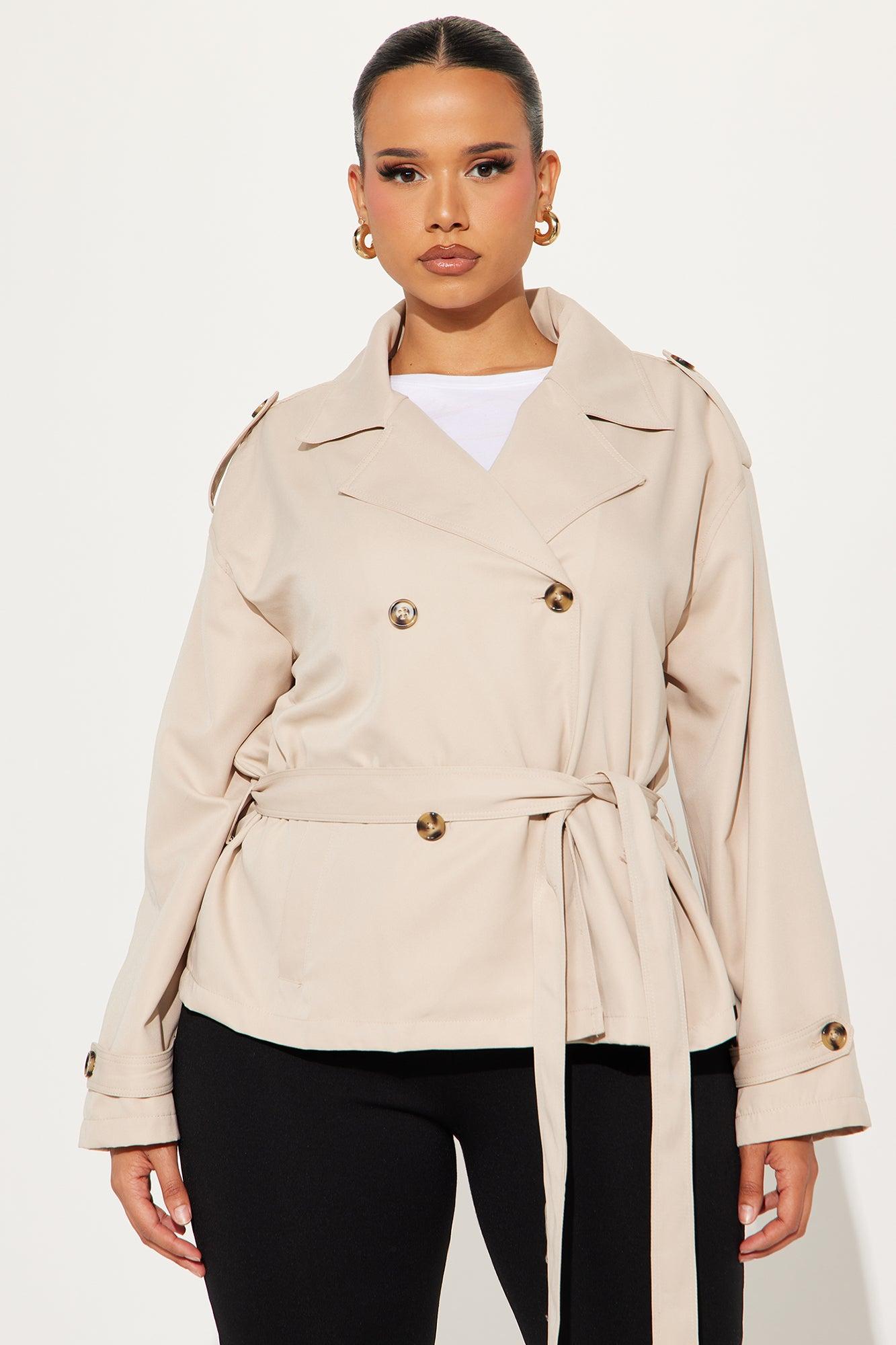Think On It Cropped Trench - Khaki Product Image