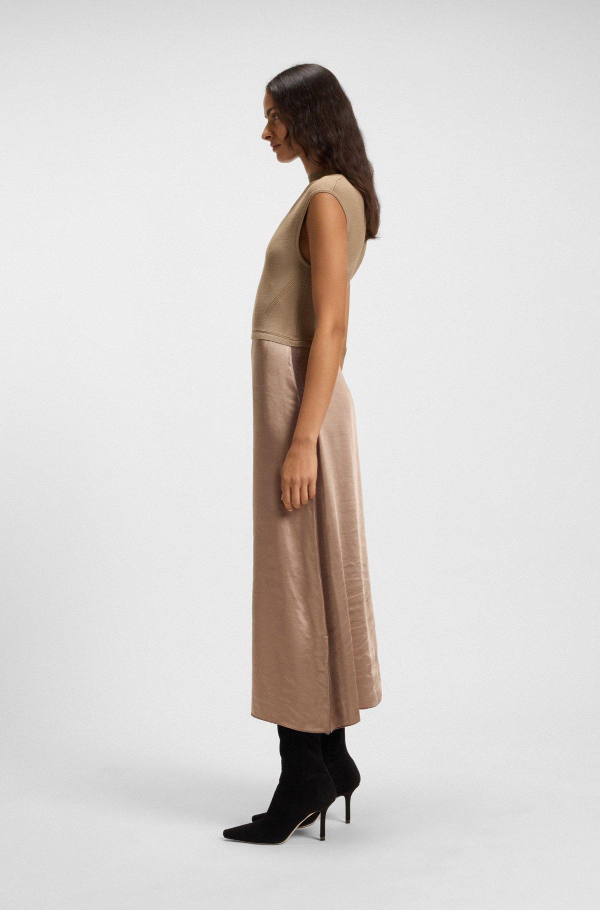 Knitted dress with satin skirt Product Image