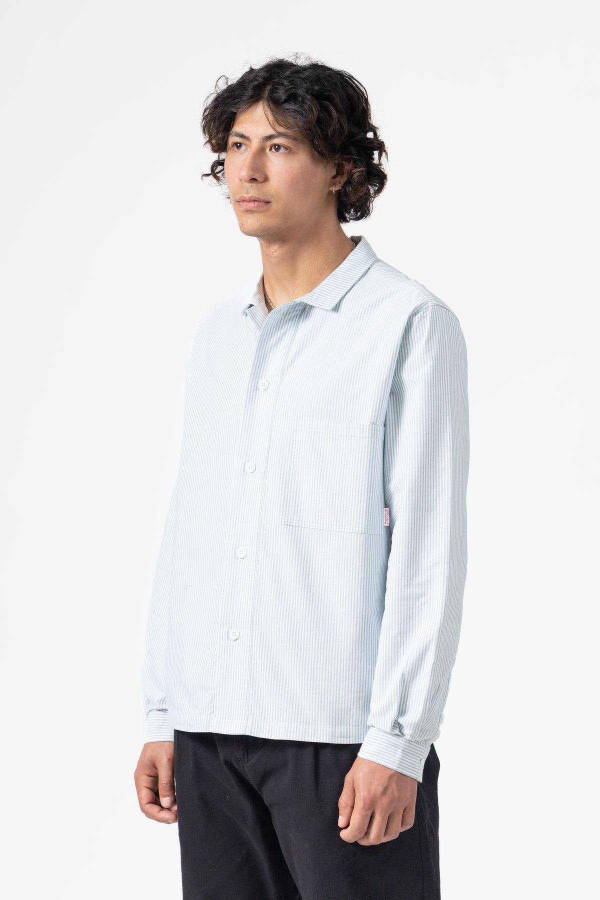 Blacksmith - 'Boxford' Utility Shirt - Green Stripe Product Image