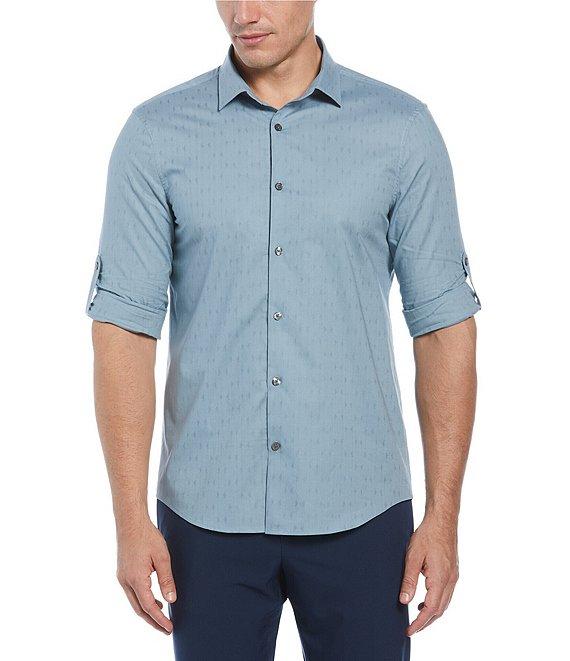Perry Ellis Untucked Dobby Roll Sleeve Woven Shirt Product Image