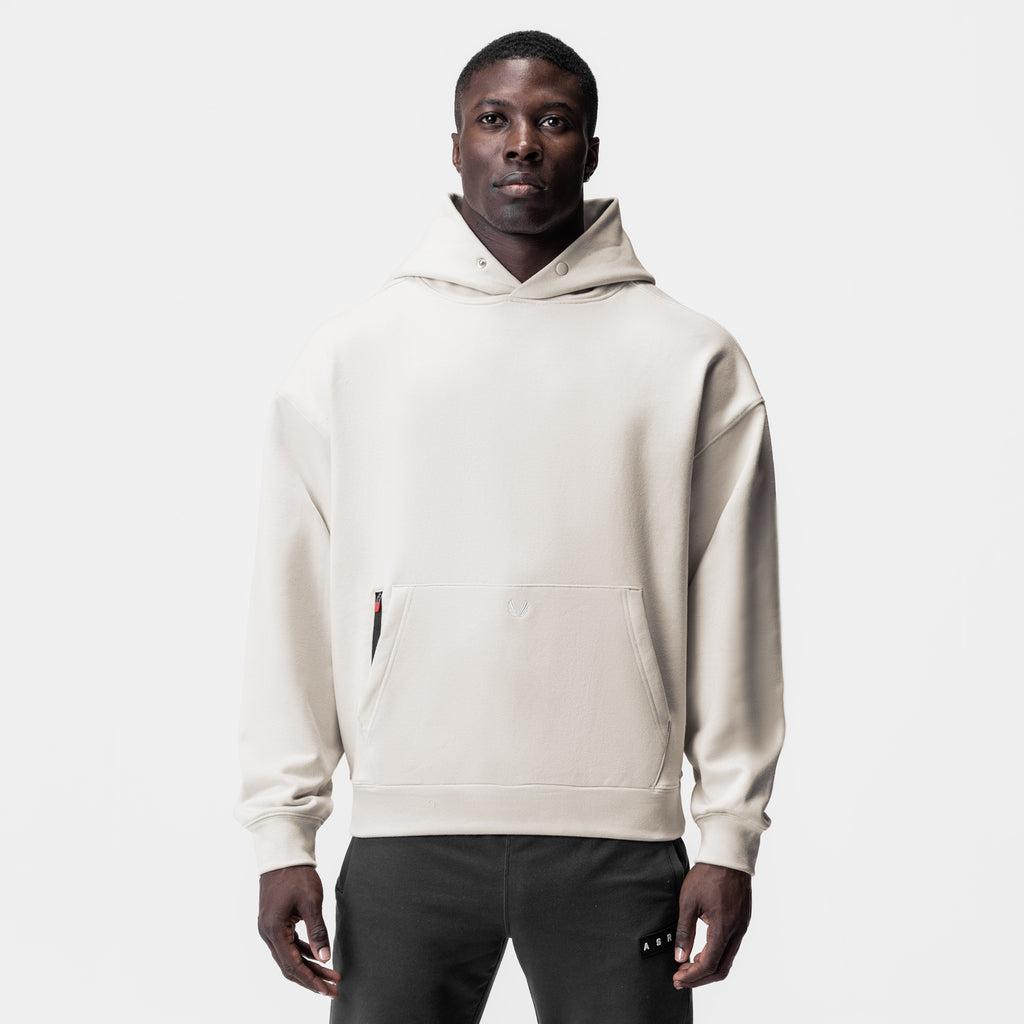 0874. Tech-Terry™ Zip Pocket Hoodie - Stone/White "OTWR" Product Image