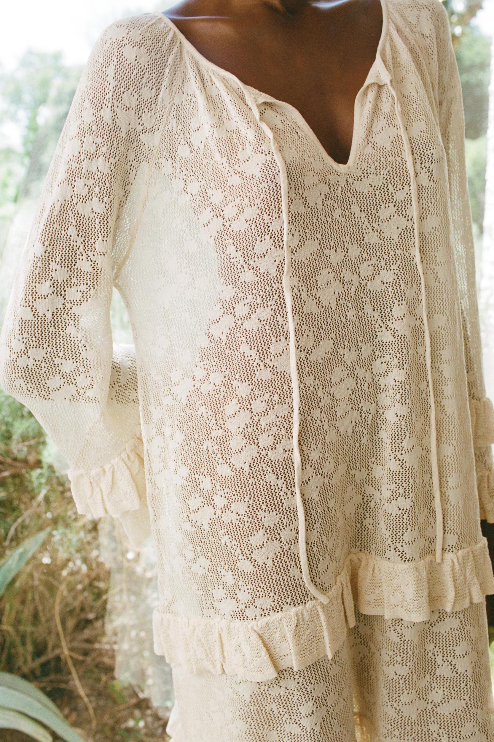 POINTELLE KNIT RUFFLE DRESS Product Image