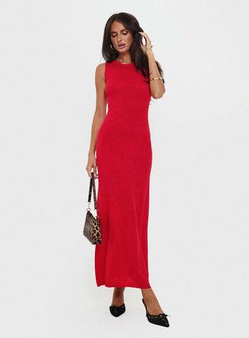 Maebie Knit Maxi Dress Red Product Image