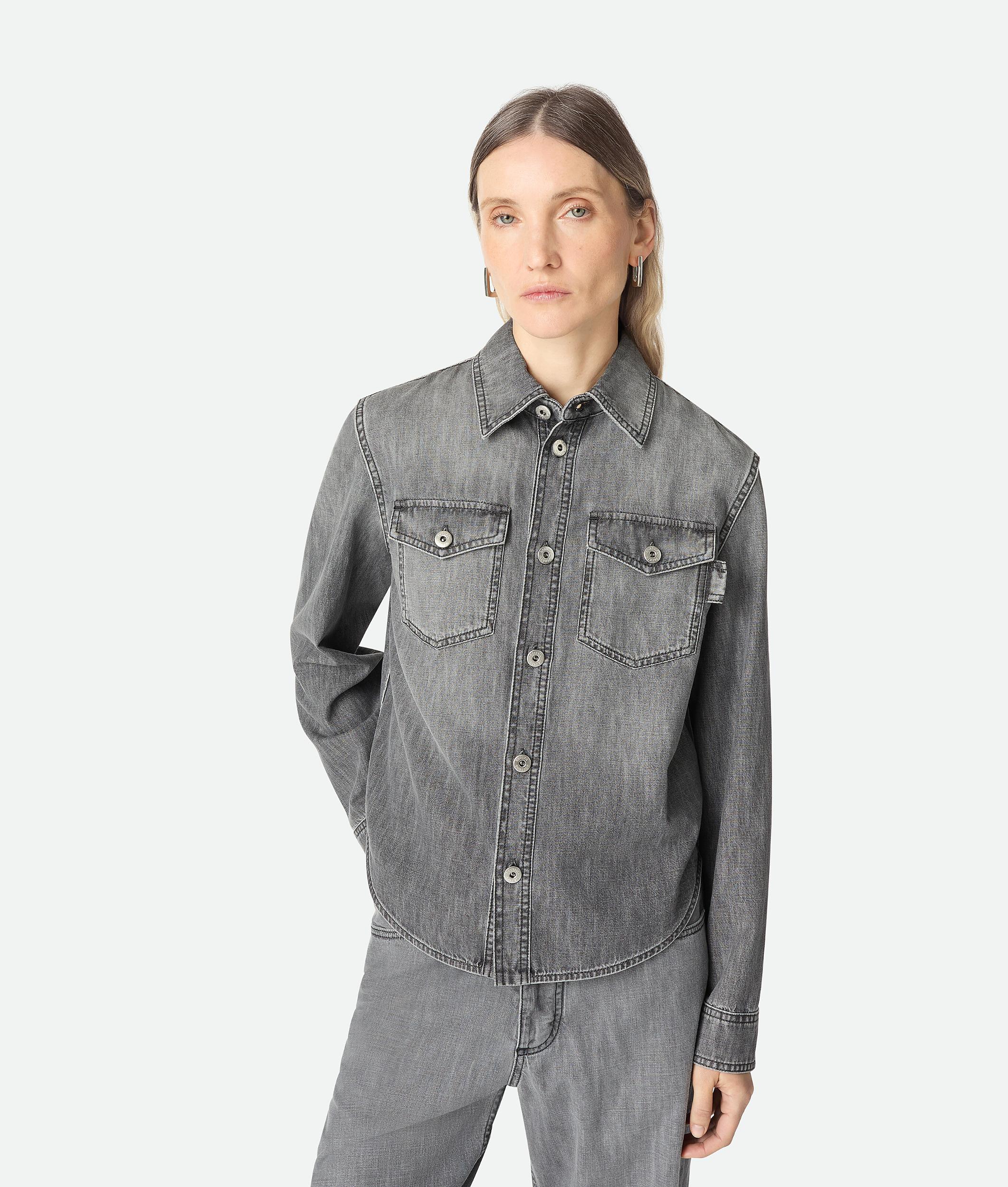 Women's Black Denim Shirt in Washed black Product Image