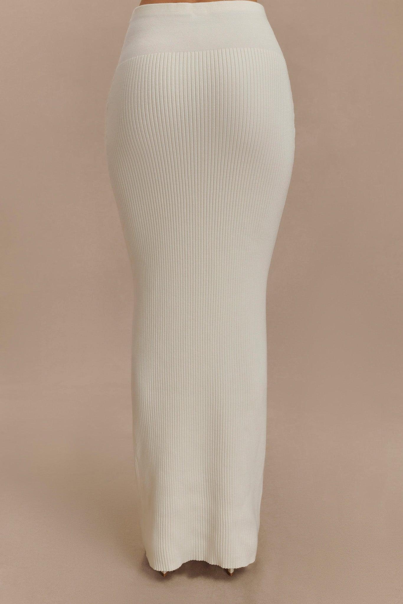 Mathilde Ribbed Knit Maxi Skirt - Ivory Product Image