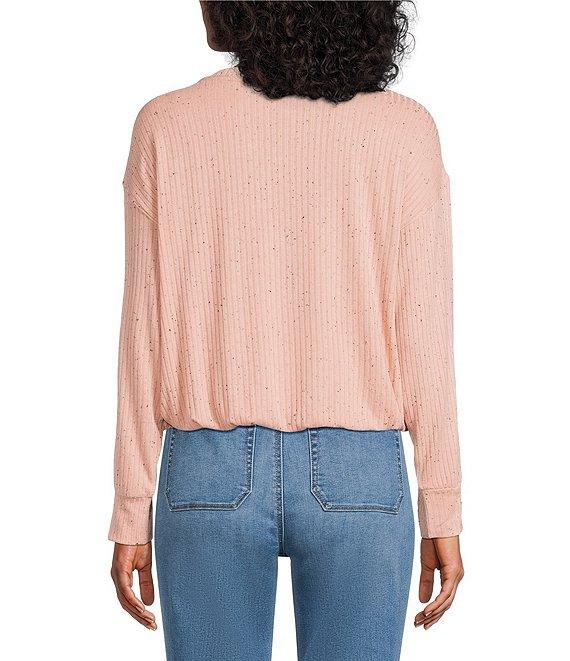 Westbound Knit Long Sleeve Crew Neck Bubble Top Product Image