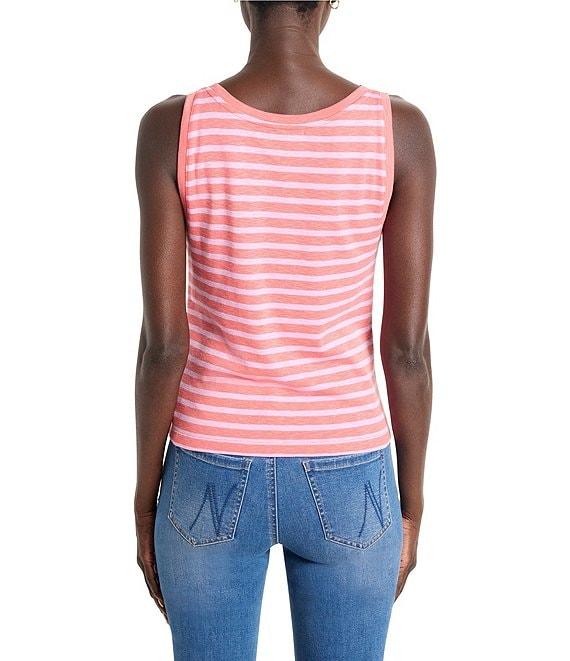 NIC + ZOE Knit Stripe Print Boat Neck Sleeveless Tank Product Image
