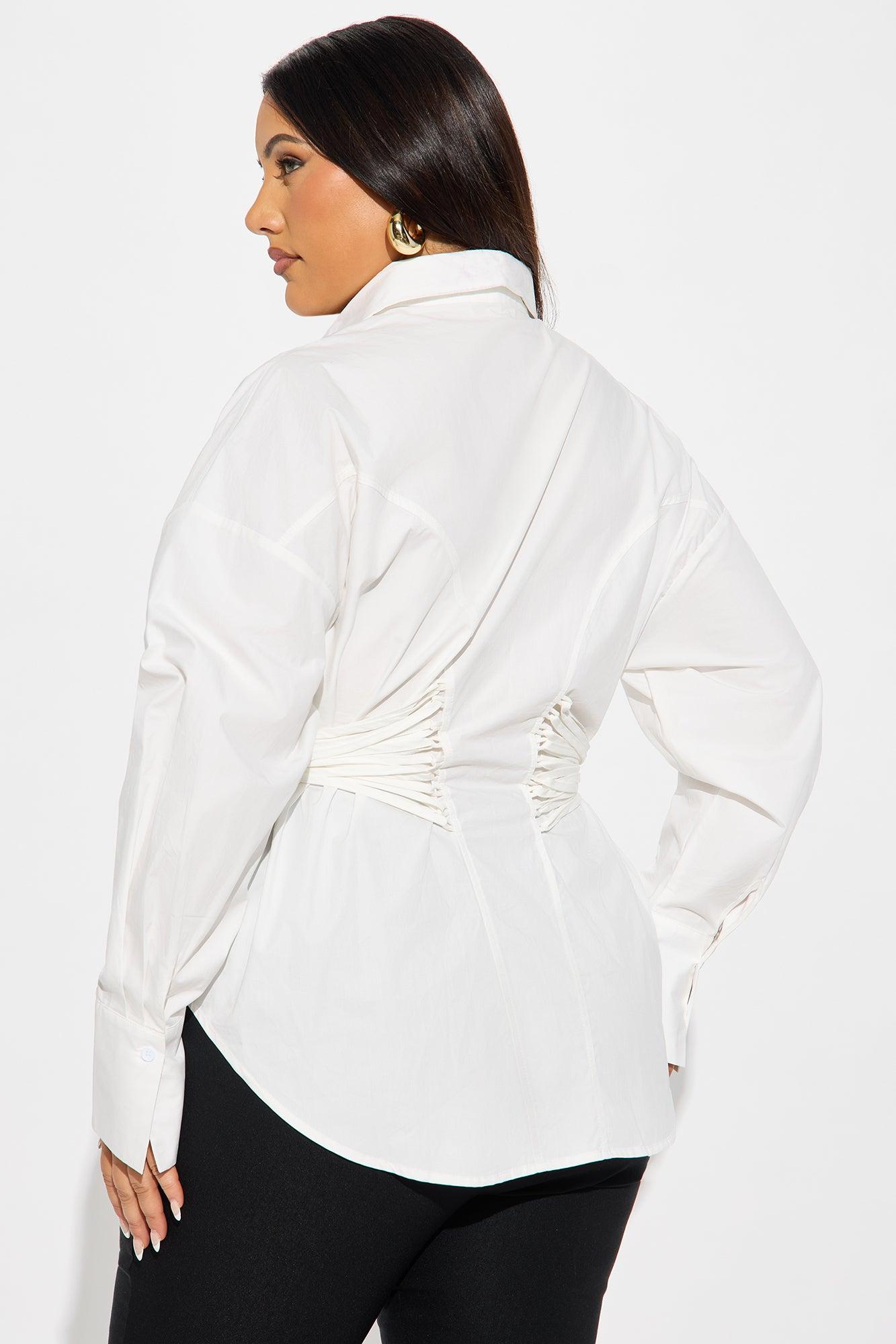 Mariana Lace Up Poplin Shirt - White Female Product Image