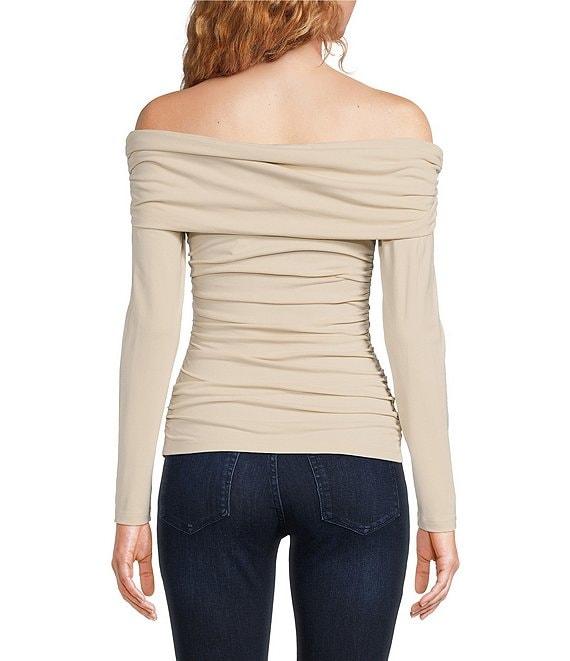 Susana Monaco Off The Shoulder Neck Long Sleeve Gathered Top Product Image