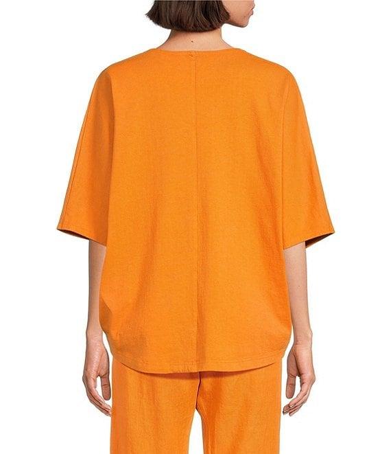 Bryn Walker Ria Jersey V-Neck Short Dolman Sleeve Ruched Tie Front Shirt Product Image