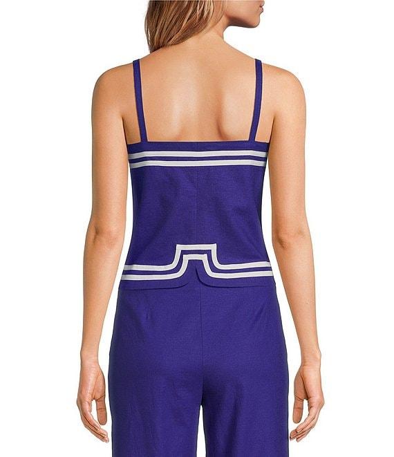 Trina Turk Avignon Stretch Linen Square Neck Sleeveless Coordinating Top Product Image