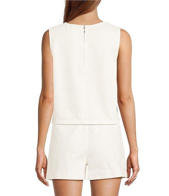 Antonio Melani Alena Denim Round Neck Sleeveless Coordinating Blouse Product Image