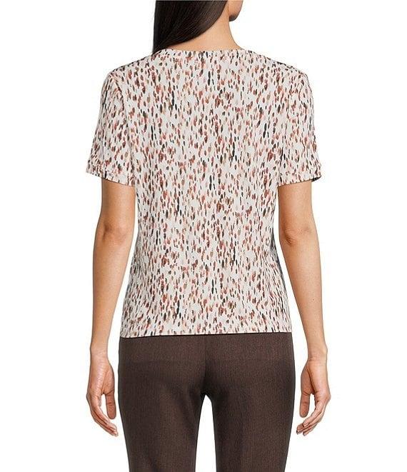 Calvin Klein Knit Printed Square Neck Short Sleeve Top Product Image